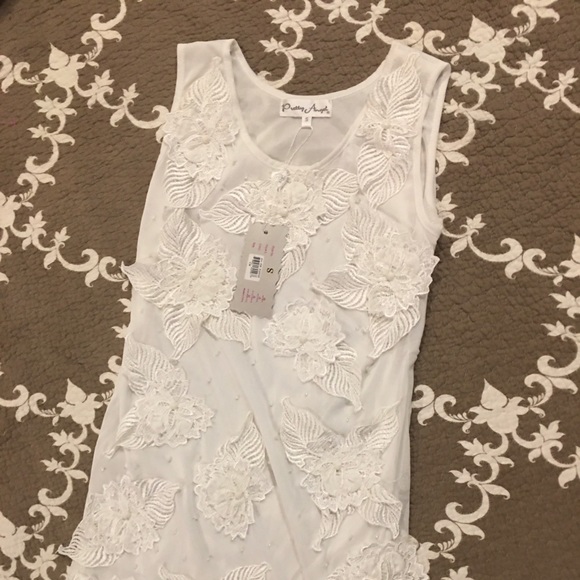 Pretty Angel White Dress S, sheer with Embroidery - Picture 3 of 11